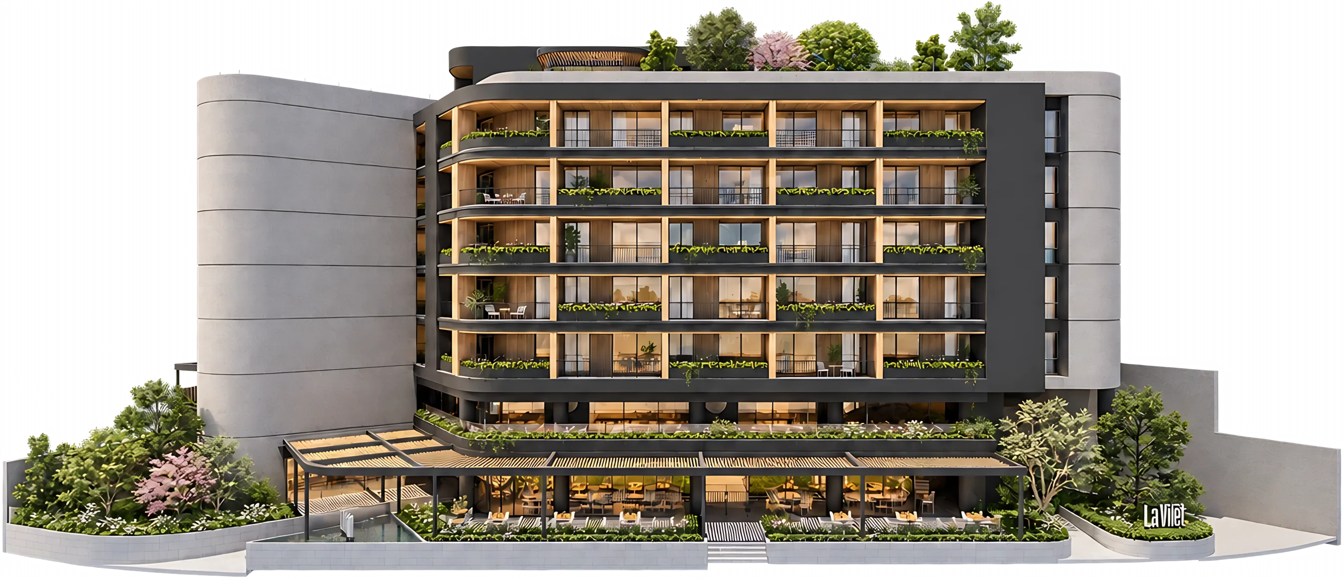 Edificio La Vilet con su plaza comercial